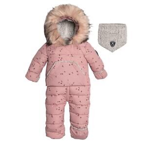 Deux Par Deux One Piece Baby Snowsuit Mini Fleurs Baby 3M New Pink E10B701